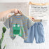 Dinosaur stripe short sleeve suit boy's casual denim shorts two-piece set